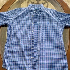 Medium Blue Striped Button Up Ralph Lauren Shirt